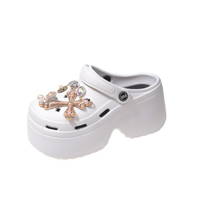 Summer New Rhinestone Platform Clogs For Women 7CM Thick Sole Cute Closed Toe Sandals Outdoor Slip On <b>Shoes</b> Wholesale - Product Image 5