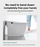 Toilette intelligente automatique à poser au sol, sans réservoir, en céramique, avec chasse d'eau à capteur au pied et fonction bidet, toilette intelligente automatique