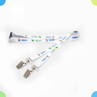 Lebei Articles en vrac Carte de lanière de cou en polyester personnalisée avec clip à double extrémité avec logo Cordon imprimé à deux crochets en métal