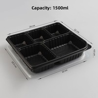 Boîte Bento jetable écologique en plastique avec couvercle, récipient de préparation de repas micro-ondable et anti-fuite pour plats à emporter et traiteur