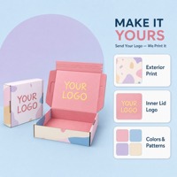 Boîte d'expédition personnalisée avec logo et intérieur contrasté, emballage en carton pour e-commerce avec bande de déchirement