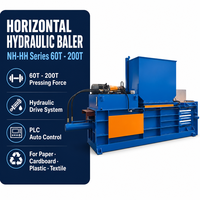 Presse à balles hydraulique horizontale 140T à entraînement hydraulique et contrôle automatique PLC Série NH-HH Vente directe usine pour papeterie