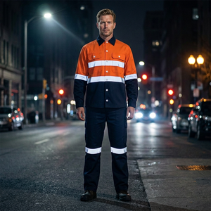 Veste et Chemise de <span class=keywords><strong>Travail</strong></span> Haute Visibilité Réfléchissante de Sécurité Industrielle pour Hommes – Tenue de Chantier - Product Image 2