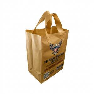 Sac de courses en plastique souple avec poignée, imperméable, pour vêtements, avec logo, idéal pour le commerce de détail et les cadeaux. - Product Image 1