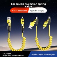 Câble de données rétractable 4-en-1 ultra-rapide pour usine, 1,5 m, avec connecteurs Micro USB/Type-C, chargeur de voiture