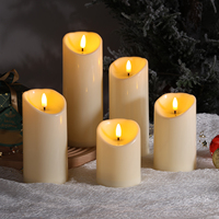 Ensemble de 5 bougies pilier LED 3d Real Flame à piles Matti décoration de la maison bougie en plastique LED sans flamme