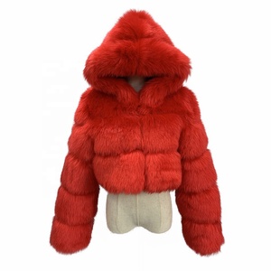 Offre Spéciale Durable Couleur Personnalisée Recadrée Femmes Capuche <span class=keywords><strong>Fausse</strong></span> <span class=keywords><strong>Fourrure</strong></span> Manteaux - Product Image 2