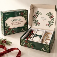 Boîte d'expédition personnalisée pour club de broderie au point de croix, en carton ondulé E-flute, avec fermeture à rabat frontal, pour emballage cadeau
