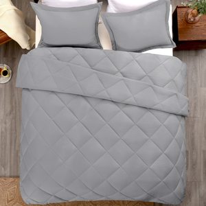 QSY Organic Reversible Queen <strong>Bed</strong> <strong>Comforter</strong> Set with 2 Pillow Shams Alternative Simple Style for All Seasons Polyester Filling - Product Image 2