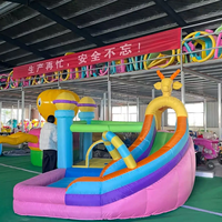 Château gonflable commercial d'extérieur pour enfants avec toboggan facile à installer, en tissu Oxford, capacité 500 kg, thème animaux et dinosaures, personnalisable