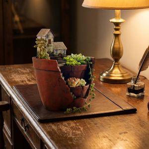 Roogo Grande Vaso per Fiori Ecologico a Doppio Strato, Decorazione da Giardino <span class=keywords><strong>in</strong></span> Resina, Design a Casetta, per Uso a Terra con Foro di Drenaggio - Product Image 2