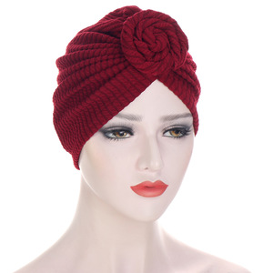 Turbante de <span class=keywords><strong>caracol</strong></span> a rayas de moda multicolor de alta calidad, gorra Hijab sólida musulmana circular para mujer - Product Image 6