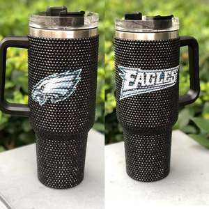 40oz de acero inoxidable Philadelphia Eagle Rhinestone Tumbler Tazas Glitter Eagles Rhinestone Tazas de <span class=keywords><strong>café</strong></span> con asa - Product Image 1
