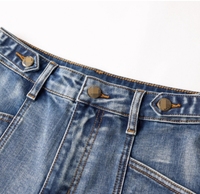 Vente en gros de denim personnalisable pour femmes, finition délavée gothique de grande rue, ample, décontracté, structurel, jambe large, taille
