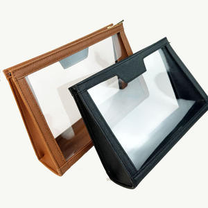 Maquillage de voyage sac de voyage en cuir PU saffiano transparent TPU embrayage clair pinceaux essentiels sacs à cosmétiques pour femmes - Product Image 2