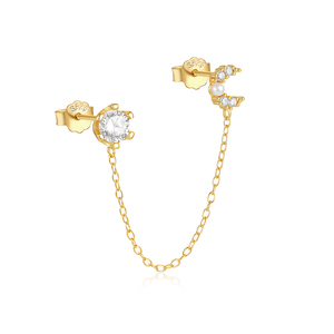CANNER Pendientes de Aro con Borla de Luna de Plata de Ley 925, Chapados en Oro de 18K y Zirconia 5A, Joyería para Bodas, Fiestas y Regalos - Product Image 1
