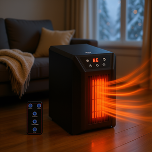 Calentador Eléctrico Portátil de 1500W con Elemento de Cuarzo Infrarrojo, Termostato y Control Remoto para Calefacción Doméstica - Product Image 2