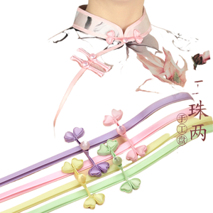 Bonne qualité <span class=keywords><strong>Plaque</strong></span> QQ Son Cheongsam Boutons traditionnels faits à la main Deux feuilles Herbe Tang Costume Accessoires décoratifs chinois Tissu <span class=keywords><strong>de</strong></span> vent national - Product Image 1