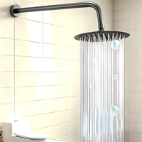 KAIXIN Bras de douche mural moderne en acier inoxydable 304 électroplaqué gris canon de 16 pouces avec pommeau de douche fixe et douchette à main pour toilettes