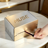 Boîte d'emballage rigide en carton recyclé avec logo personnalisé en relief, fermeture éclair, estampage à chaud doré pour le transport de vin, facile à déchirer