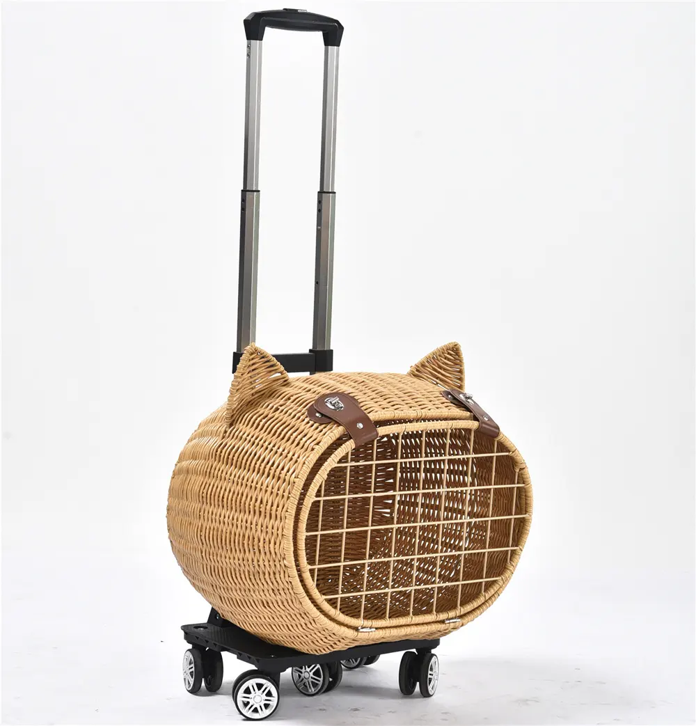 กระเป๋าใส่สัตว์เลี้ยงสุนัขสุดหรู,กระเป๋าหวายมีล้อลากกระเป๋าเดินทางสำหรับเดินทาง