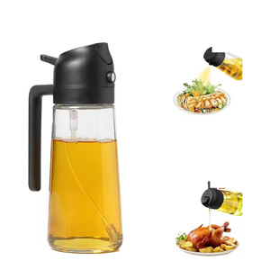 Nueva Experiencia en Ventas: Botella de Aceite 2 en 1 de 470 ml, Botella de Vidrio Premium de 16 oz con Rociador de Aceite de Oliva - Product Image 3