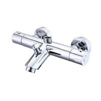 Keran Pancuran Termostatik, Katup Mixer Bak Mandi Termostatik Kuningan Krom, Keran Termostatik Modern untuk Dinding