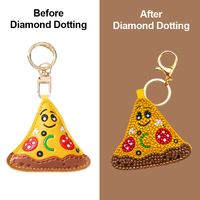 Kit DIY de breloques pour sac en cuir avec strass acryliques, ensemble de pendentifs en forme de tranches de pizza avec autocollants gemmes et stylo à points pour adolescentes