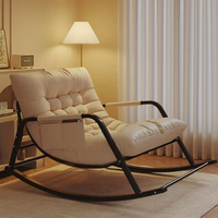 Fauteuil à bascule moderne imperméable avec housse en coton pour chambre et balcon, mobilier métallique portable pour la maison, les loisirs et le salon