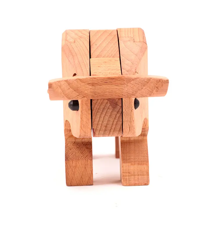 Mortise and Tenon Joint Wooden Cow Educational Building Block Toy