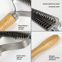 Brosse et peigne de toilettage pour animaux de compagnie, double face, en acier inoxydable, écologique, 2-en-1, pour éliminer les poils de chien
