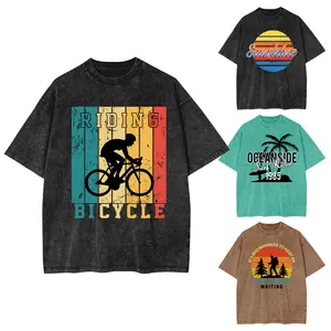 Mei Hu Manufacturer Plus Size Men's T-Shirts Custom Graphic Printing Acid Wash Tops Beach Style Customize Tshirt For Men Summer