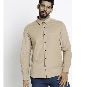 Camisa informal personalizada para hombre, Camisa de algodón de manga larga, estilo clásico formal, color caqui