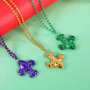 New Mardi Gras Carnival Party Necklace Electroplated Plastic Bead Chain Festival Decoration