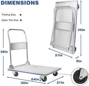 Camión de plataforma de aluminio plegable para garaje móvil, carrito de empuje con plataforma móvil de 780 libras, carro de mano rodante - Product Image 2