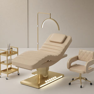 Cama Facial Curva com Base Dourada, Cama Elétrica para Cosmética e Cílios, Mobiliário para Salão de Beleza e Esteticista, Mesa de Massagem de Luxo para Spa, Cama para Cílios - Product Image 1