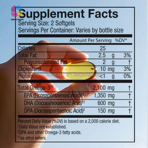 Kapsul Minyak Ikan Berkualitas Tinggi OEM/ODM Merek Pribadi Omega 3 Kapsul Minyak Ikan 60pcs/botol - Product Image 3