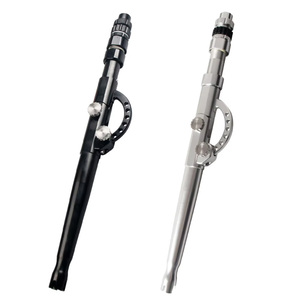 Canne à pêche à la traîne noire et argentée avec poignée en aluminium réglable multi-angles, droite ou courbée, avec poignée métallique - Product Image 1