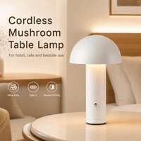 Lampe de table en métal rechargeable en forme de champignon, sans fil, à intensité variable, LED, pour hôtel, restaurant, café, chevet