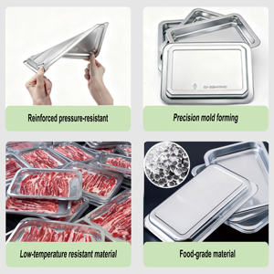 ถาดพลาสติกสีเงิน PP/PET ขนาดและรูปทรงตามสั่ง ทนทานต่อการแช่แข็งที่อุณหภูมิต่ำ สำหรับเสิร์ฟอาหาร - Product Image 2