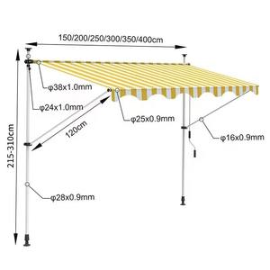 Toldo Económico con Manivela y Abrazadera para Balcón, Toldo de Brazo Caído para Protección Solar - Product Image 4
