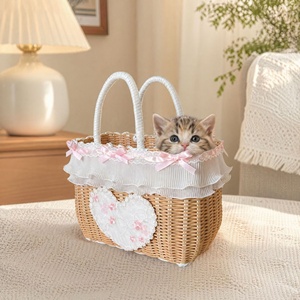 Cestino Portatile per Animali Domestici, Robusto e Intrecciato, per Cani e Gatti di Piccola Taglia, Ideale per Viaggi, Shopping e Passeggiate - Product Image 1