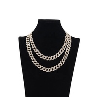 Alliage Hip Hop de vente chaude d'usine avec le collier cubain de chaîne de lien de diamant glacé de 15mm