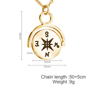 Collar con Colgante de Brújula Giratoria de Acero Inoxidable Personalizado, Joyería Fina al por Mayor para <span class=keywords><strong>Mujer</strong></span> - Product Image 5
