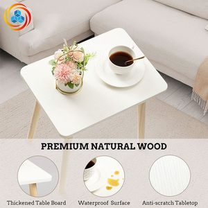 Modern <b>Small</b> Wood Coffee <b>Table</b> with Stable Structure for Living Room Bedroom Apartment Use-Square Design Storage Rack - Product Image 6