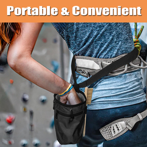 Climbing Chalk Bag Bouldering Chalk Pot Bucket with Adjustable Belt &amp; Carabiner Drawstring Climbing Gear <strong>for</strong> Rock Climbing - Product Image 5