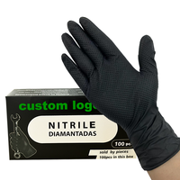 Gants en nitrile jetables sans poudre, sans latex, à texture diamant, avec logo personnalisé, pour l'industrie de la réparation mécanique, résistance 10 mil
