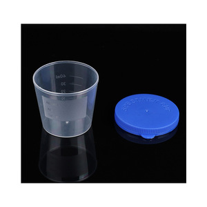 Gobelet à urine jetable Hisamori de 40 ml gradué avec bouchon à levier manuel pour usage en laboratoire - Product Image 4
