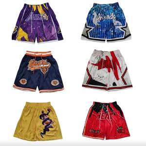 Grosir kosong 100% poliester Retro celana pendek jala 6 inci latihan Gym kustom sublimasi dan bordir celana pendek basket pria - Product Image 2