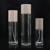 Flacon pulvérisateur en verre transparent avec bouchon en bois, emballage de luxe pour parfum 100 ml